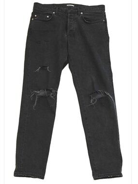 DIOR Homme Japan Black Distressed Destroyed 'Authentic 16.5' Denim Jeans SZ 30